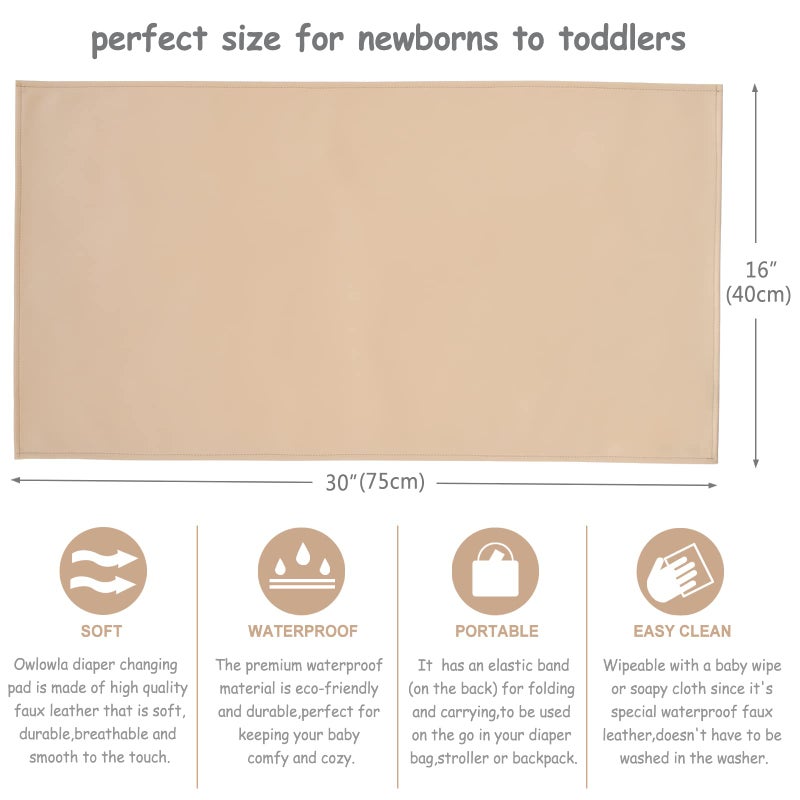 Owlowla Baby Diaper Changing Pad Portable Changing Mat Travel Changing Pad Liner for Baby and Small Toddler(Beige&Brush Strokes) - Image 4